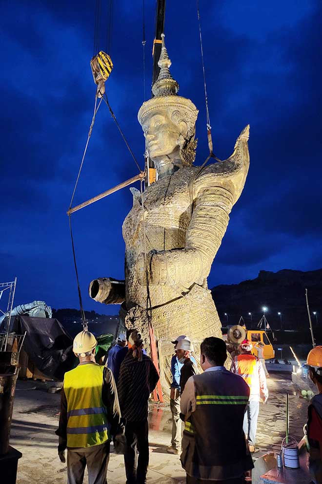 The statues of Preah Thong and Neang Neak were cast at a Chinese copper factory but designed locally. SUPPLIED