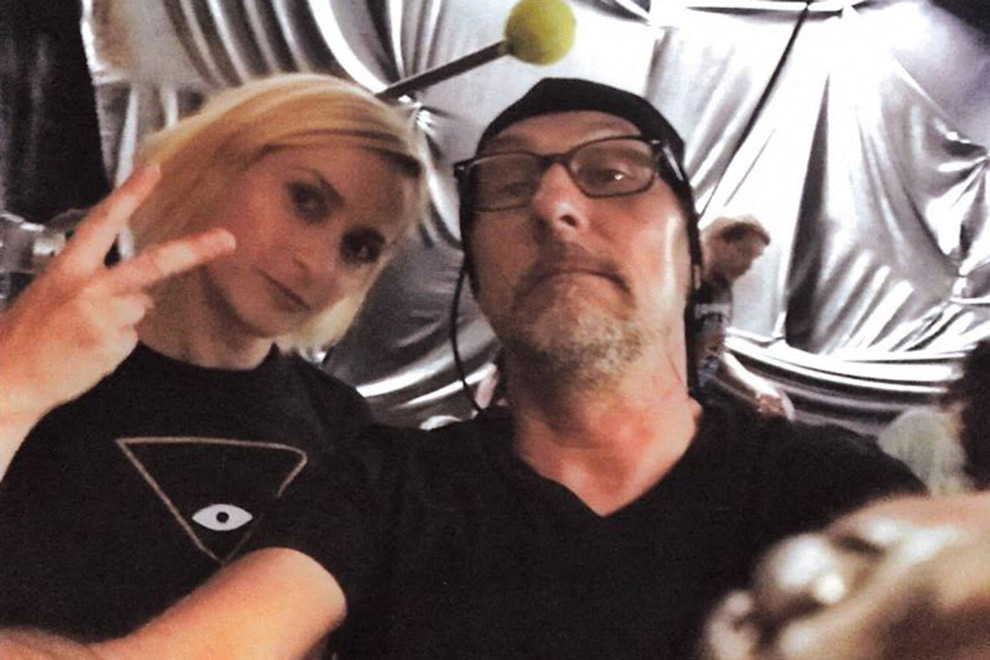 Chief lighting technician Serge Svetnoy (right) taking a selfie with slain-cinematographer Halyna Hutchins on the set of the movie Rust in Santa Fe, New Mexico. AFP