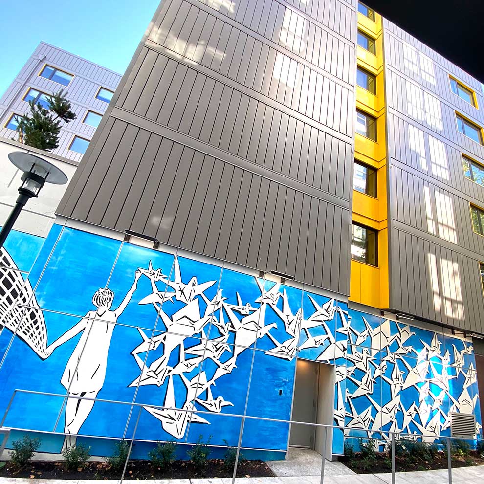Plymouth mural by Iida on the side of a building. SUPPLIED