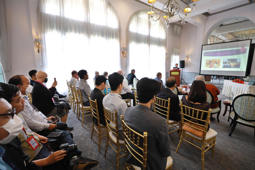 Guests attend the book launching at a glittering event at Raffles Hotel Le Royal on July 7.