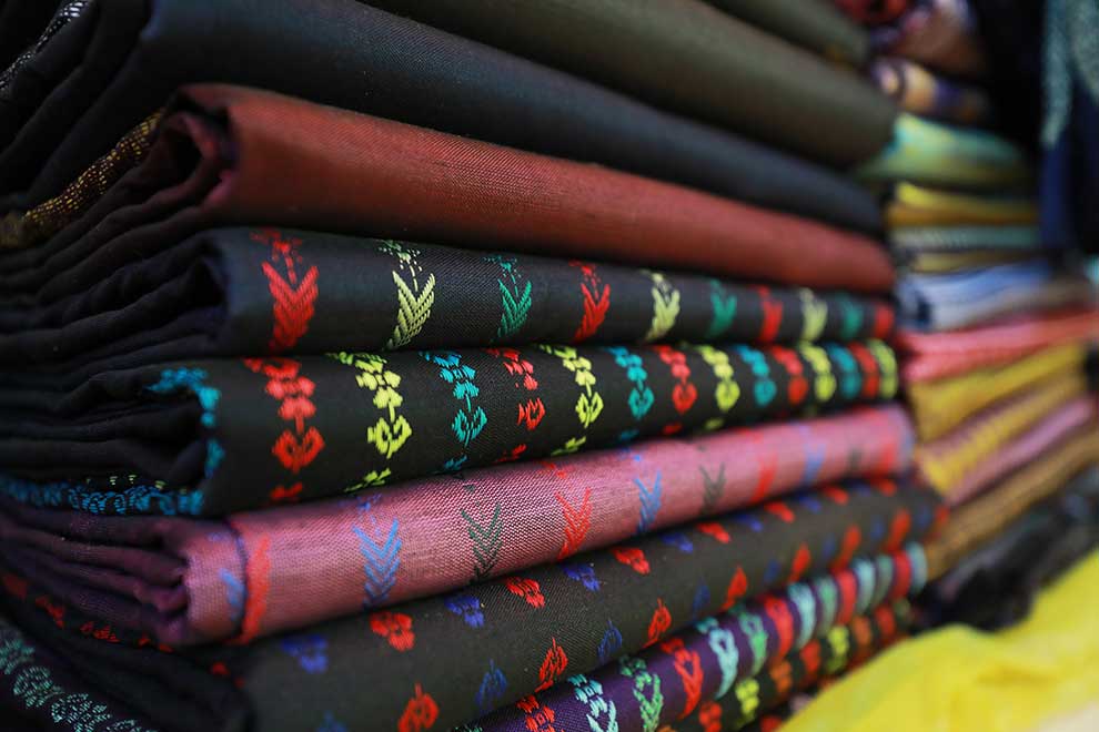 Silk clothing woven on Koh Dach Island in Chroy Changvar district.