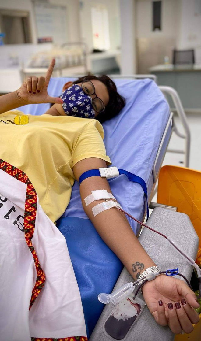 Sim Socheata, who recently donated blood on her birthday. SUPPLIED