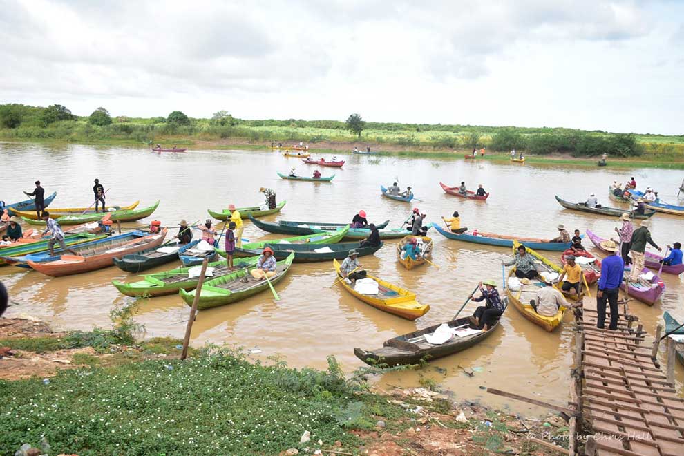 Communities in Chong Kneas collect garbage along the Tonle Sap River in June. PHOTO SUPPLIED