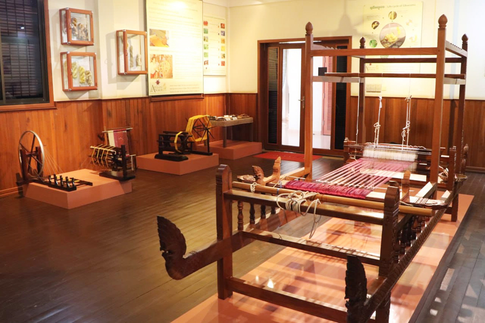 A Khmer silk weaving loom is being exhibited to the public by the MGC Asian Traditional Textiles Museum in Siem Reap town. MGC