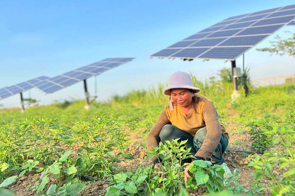 A farmer uses solar energy for agriculture in Kampong Chhnang. PHOTO SUPPLIED
