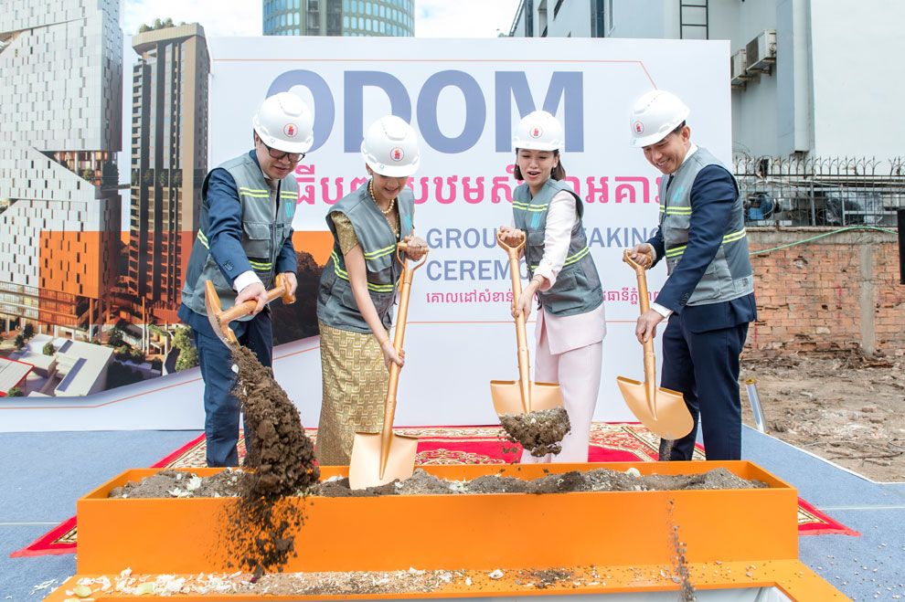 Odom shareholders and distinguished partners hold the groundbreaking ceremony for Phnom Penh’s new iconic luxury mixed-use development. PHOTO SUPPLIED