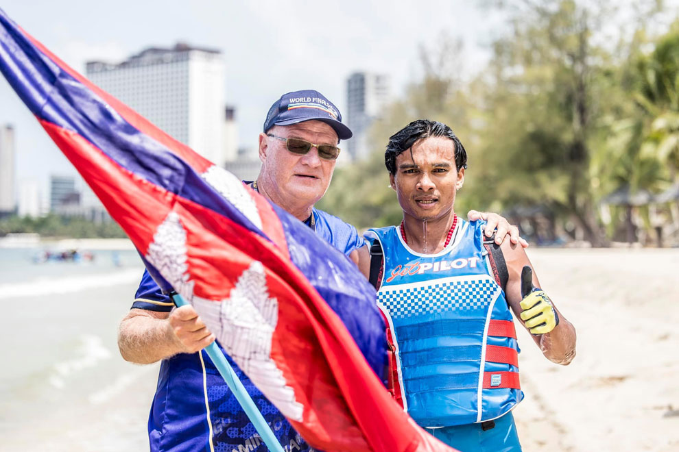 Cambodian jet skier Sali Umet (right). HIS FACEBOOK PAGE