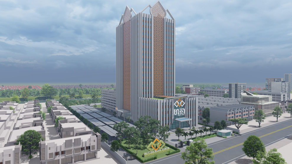 An artist’s rendition of the new Hattha Bank headquarters on Phnom Penh’s Hun Sen Boulevard.