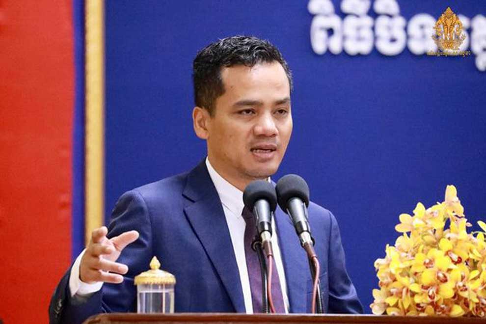 Interior minister Sar Sokha addresses the closing ceremony of a training course at the National Police School, Region 1, in Stung Treng province on February 13. Sar Sokha FB