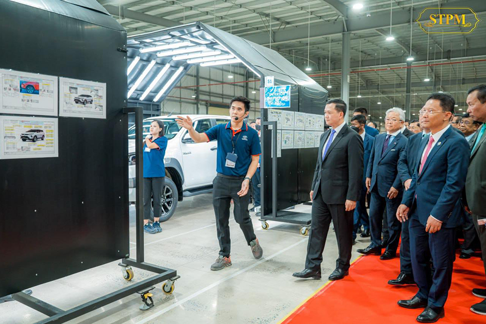 Prime Minister Hun Manet presiding over the inauguration ceremony of the Toyota assembly factory of Toyota Tsusho Manufacturing, on May 2 in Phnom Penh. STPM