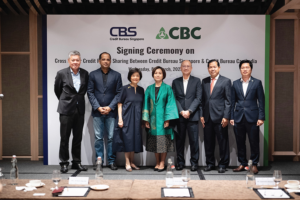 Credit Bureau Cambodia (CBC) and Credit Bureau Singapore (CBS) signed a cross-border credit report sharing MoU on March 8, 2023. Supplied