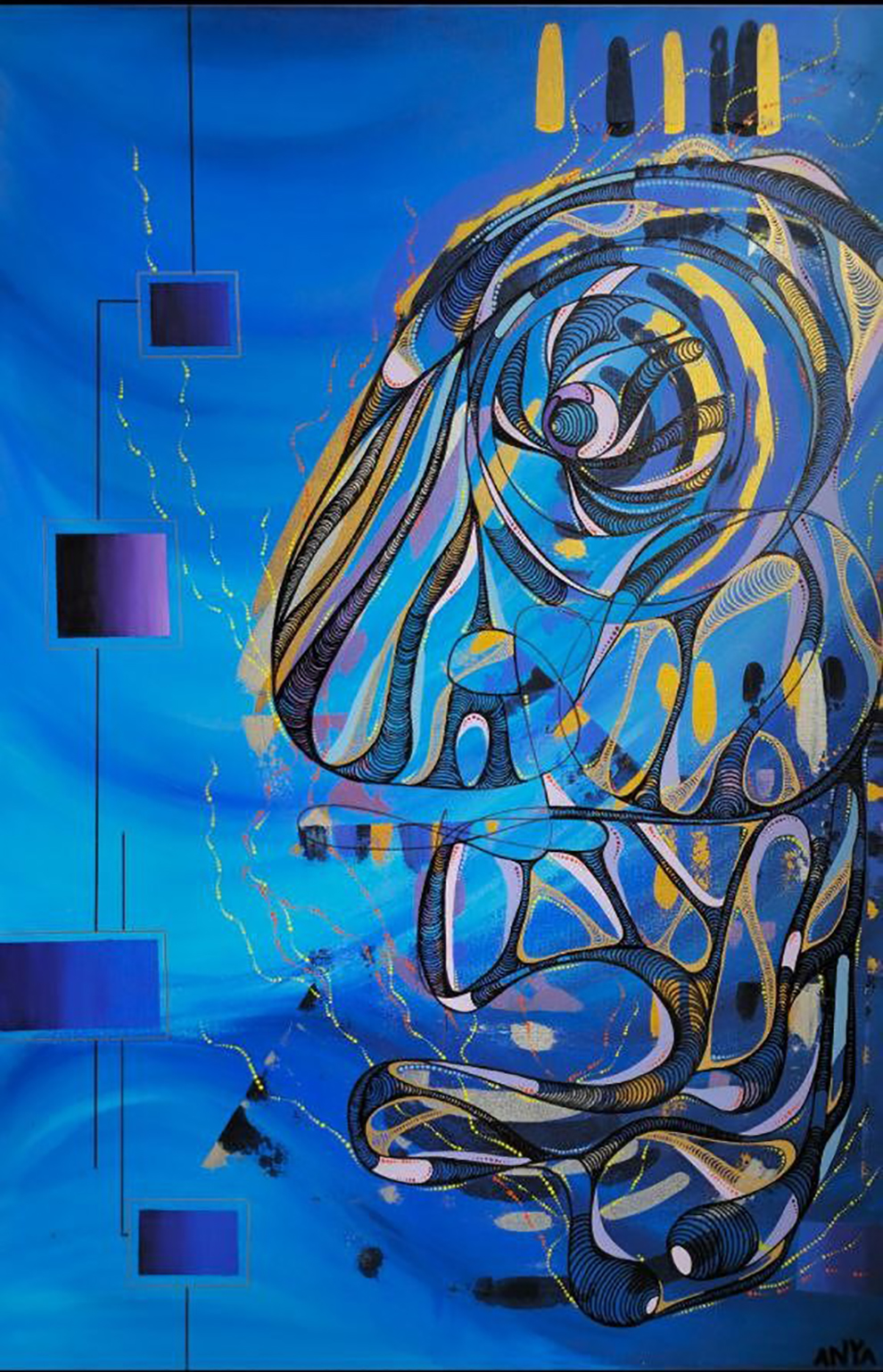 One of the colourful pieces that will feature in Chaotic Harmony, Anya’s solo debut. Supplied