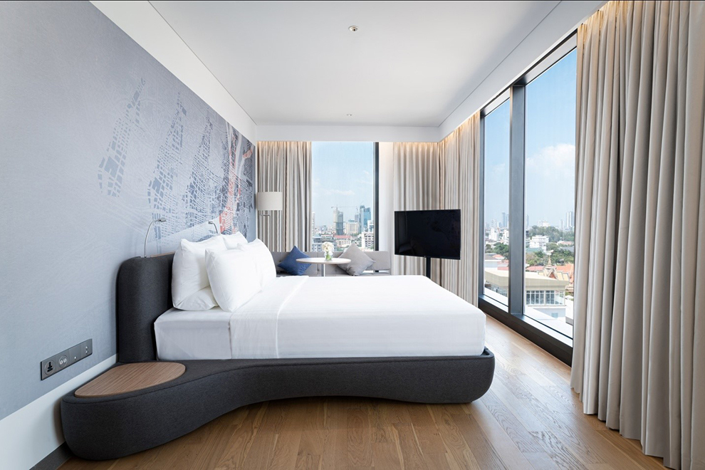 A shot of one of the well-appointed executive rooms, which offer panoramic views across the capital. Supplied
