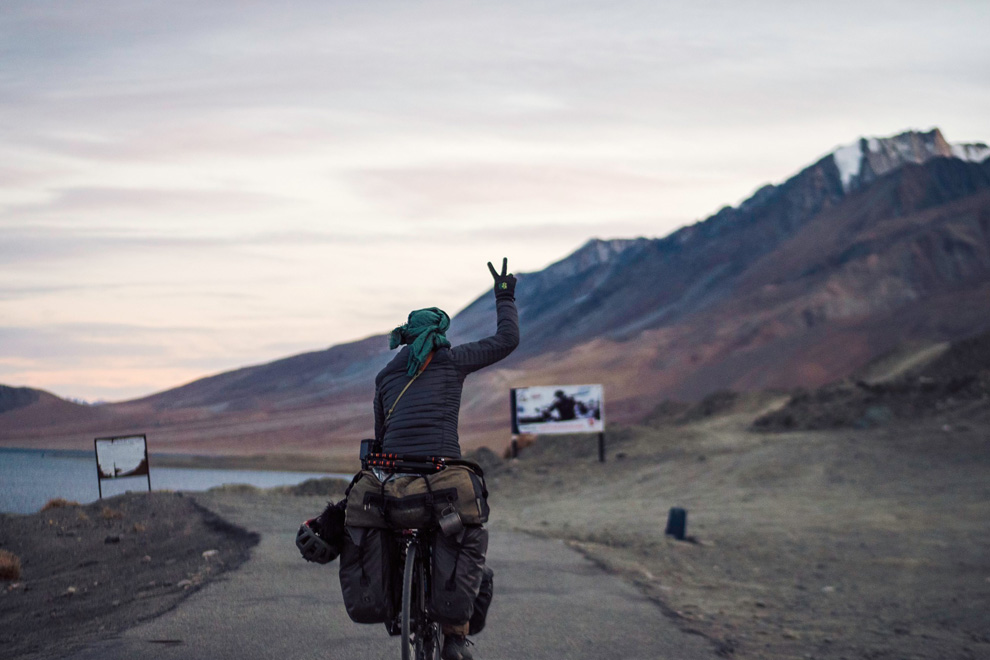 Dararith rides alongside the famous lake, which has become a popular tourist attraction since the release of the film. Tiv Dararith