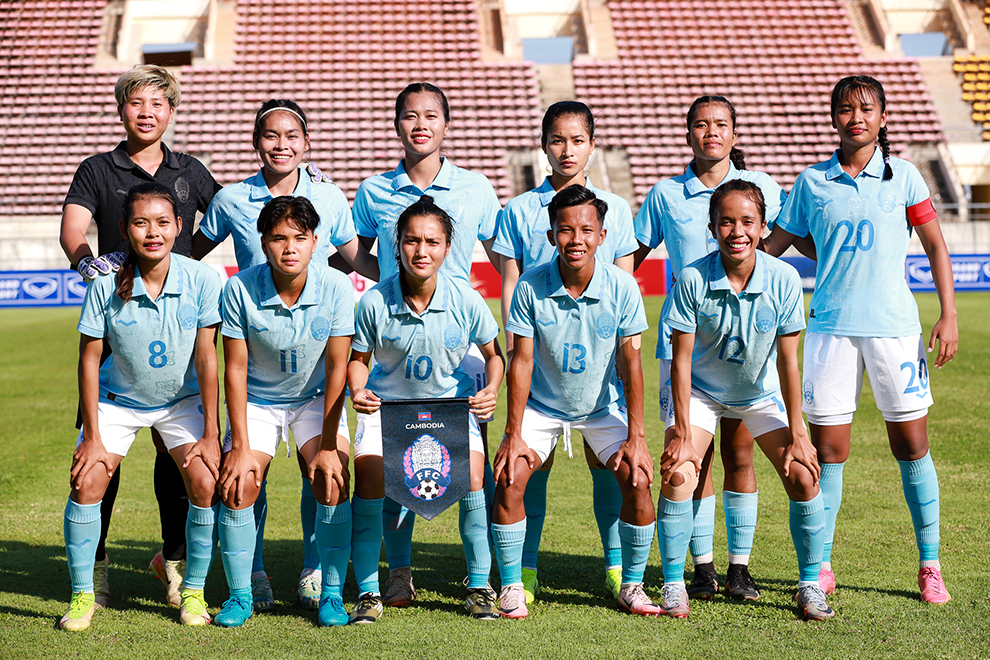 The national women’s team pose for a photograph ahead of the Indonesia match at the AFF Women's Cup 2024, underway in Laos. FFC