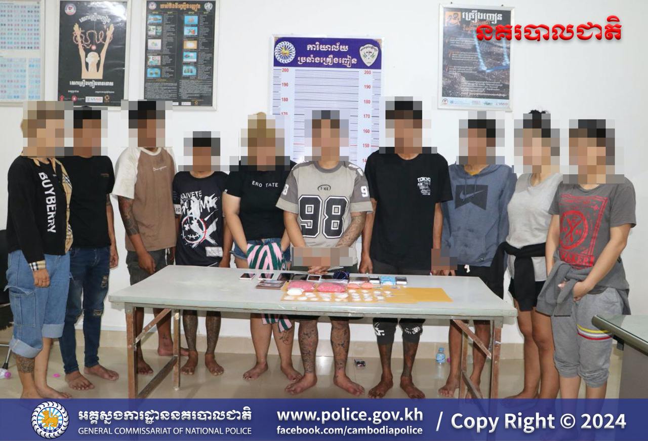 In a November 30 raid, ten Thai suspects, four of them women, were arrested in Banteay Meanchey province. Over 10,000 pills were seized. National police