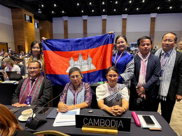 The Cambodian delegate, chaired by culture minister Phoeurng Sackona, celebrated the inclusion of the krama. Supplied