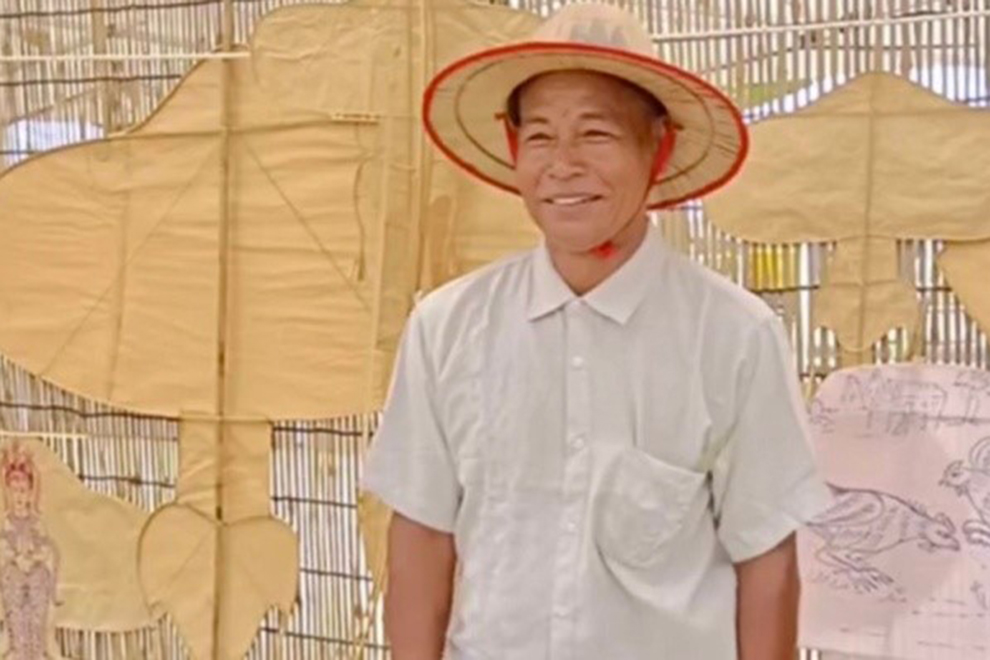 Chhum Mao, a master Kleng Ek maker, sells his musical kites for prices which start from $100. Supplied