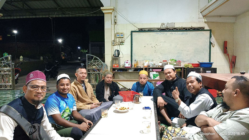 At night, he usually stays in village mosques, police stations or temples. Supplied