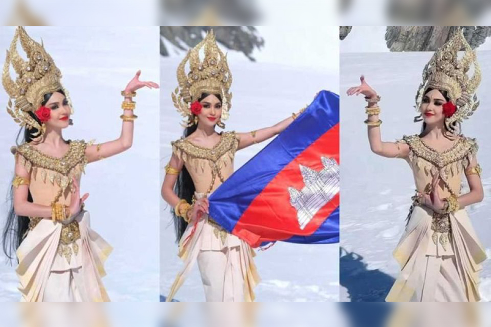 Sokea Kimleang, known as Kon Ant, performs an Apsara dance on the slopes of Aoraki Mount Cook in New Zealand. Supplied