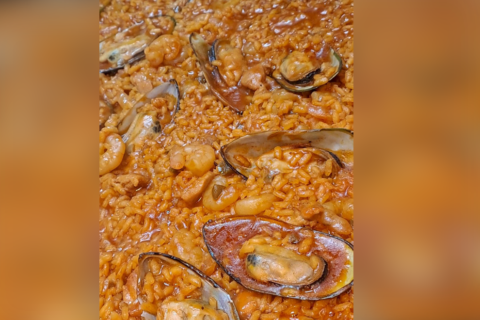 A close up of Tabernero’s incredible paella, made according to the traditional methods of his native Valencia, Spain, the original home of the UNESCO-listed dish. Post Staff