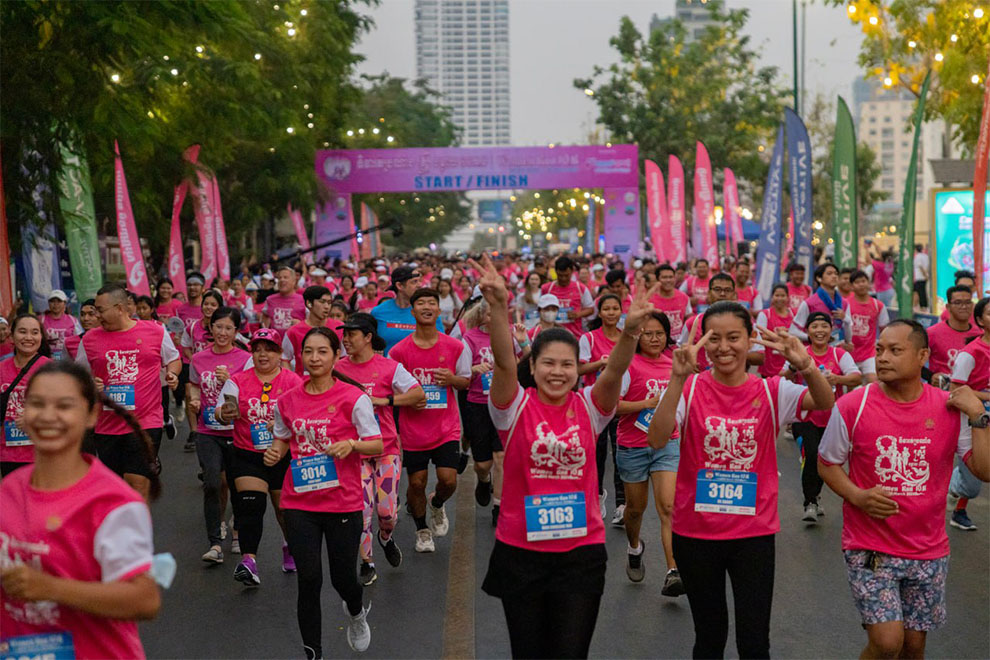 Vath Chamroeun, secretary-general of the National Olympic Committee of Cambodia (NOCC), addresses a February 12 press conference about the upcoming run. NOCC