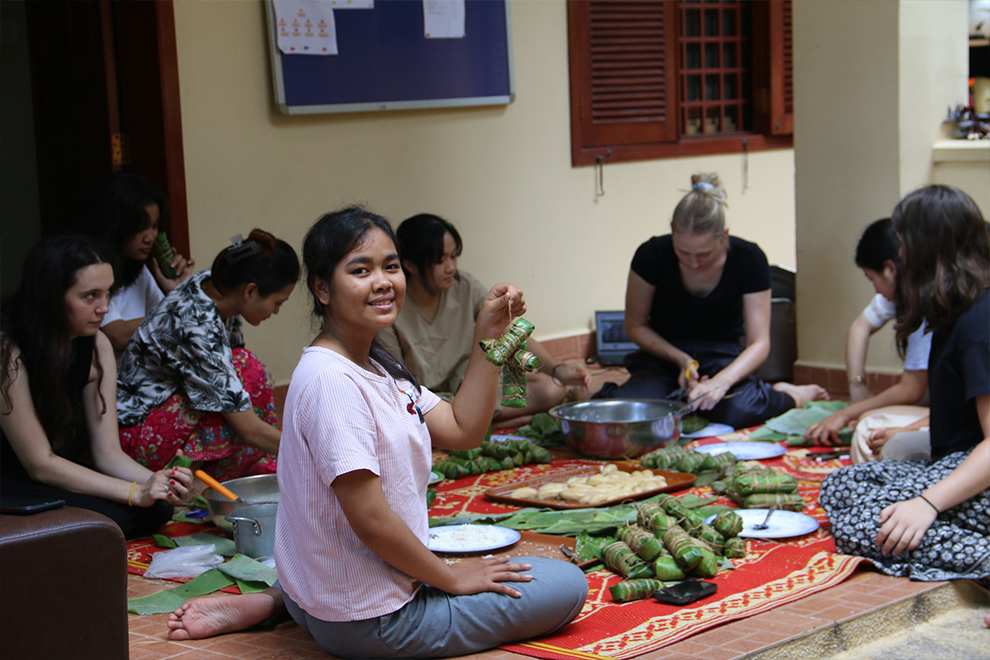 Foreign leadership residential interns take pride in sharing their own cultures while embracing the opportunity to learn about and be enriched by Cambodia's unique traditions and heritage. Supplied