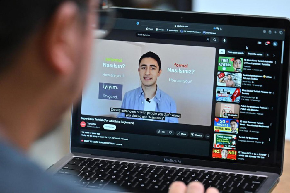 Mr Haziq supplements his learning with subtitled YouTube videos of native speakers conversing in Turkish to improve his speaking and listening skills. PHOTO: THE STRAITS TIMES