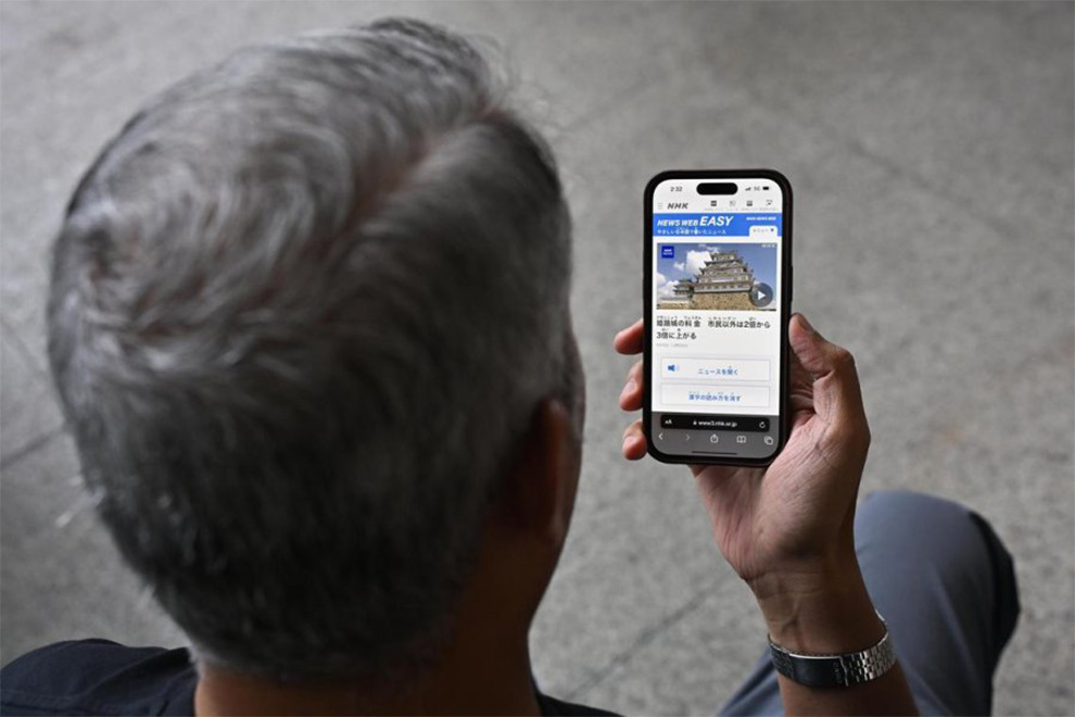 On NHK’s News Web Easy, Mr Tahasildar reads simplified Japanese news stories tailored and published for language learners by the platform. PHOTO: THE STRAITS TIMES