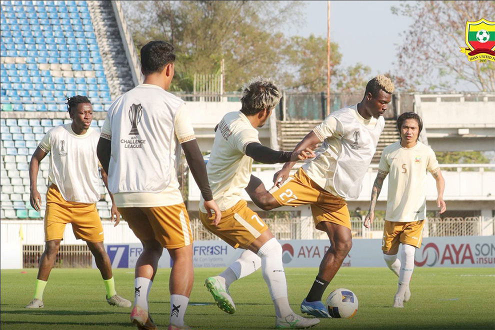 Home team Shan United train before their match against Svay Rieng. Shan United FC