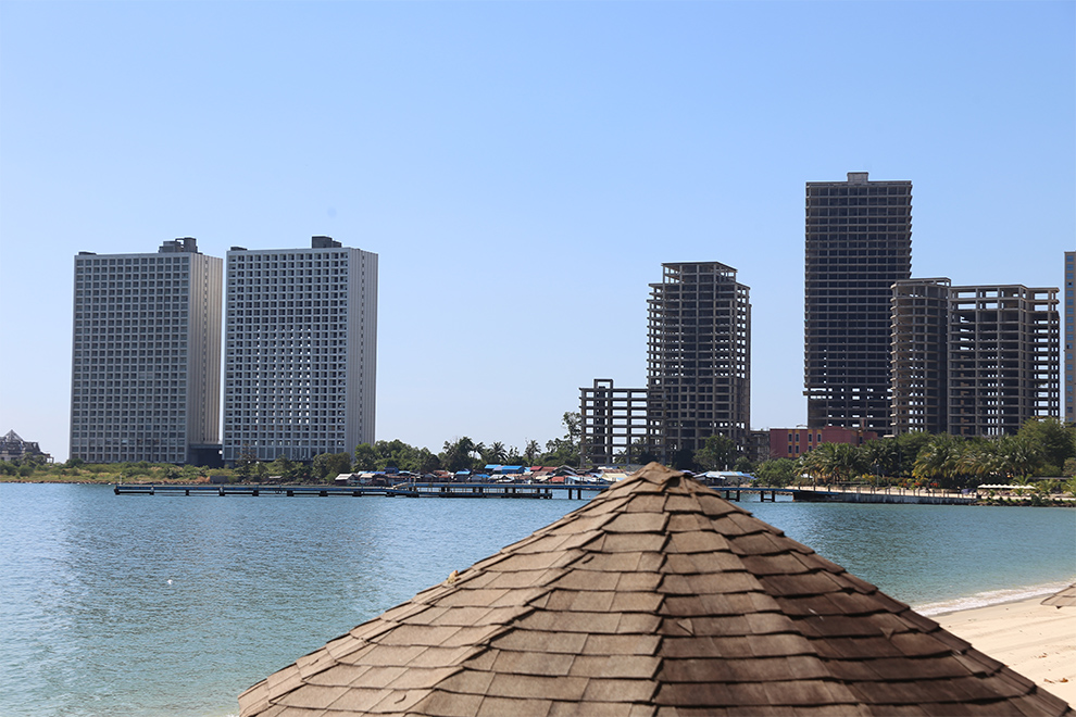 Several unfinished buildings dominate the skyline of Sihanoukville, the provincial capital of Preah Sihanouk. Hong Raksmey