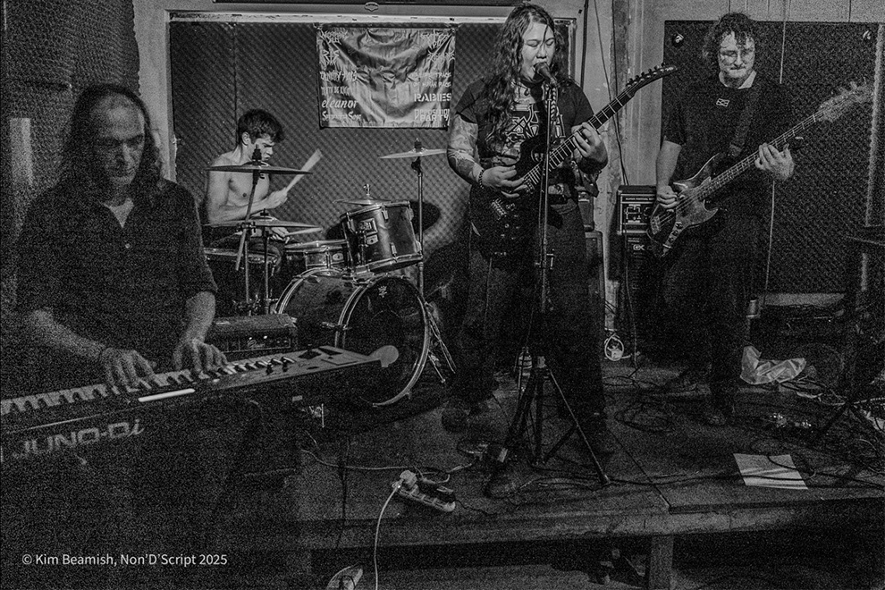 Festival organiser Mia Priest, here on vocal duty for Nightmare A.D. has been a long-term supporter of the Kingdom’s nascent scene. New bass player Joe was thrown in the deep end with a phenomenal atmosphere. Kim Beamish