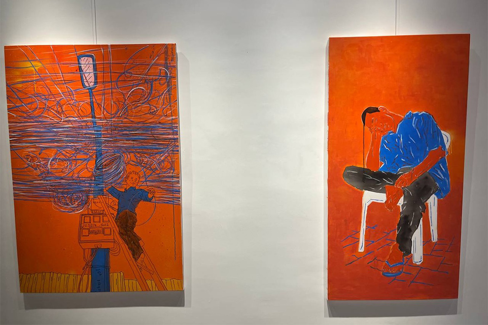 Li M.H’s latest works use a mix of abstraction and realism to capture the daily lives of the Kingdom’s unseen workers. Supplied