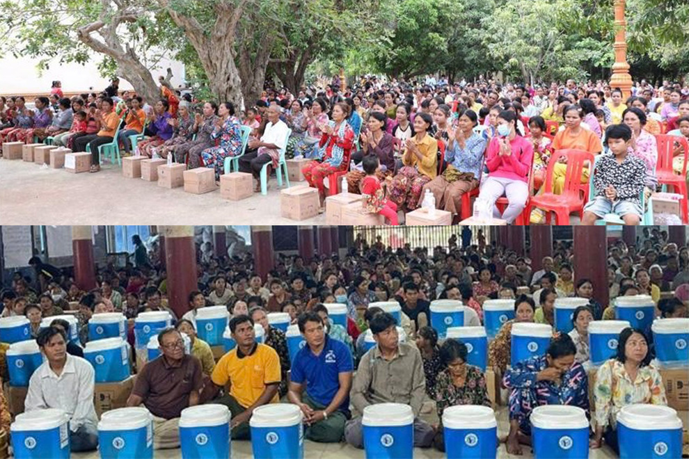 Energy-saving stoves and water purifiers are distributed to members of a rural community in the past. SIPCO