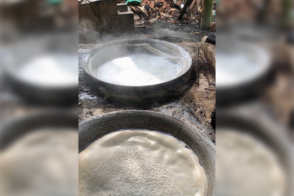 His wife Sun Nan keeps a fire going as she reduces the precious liquid down to its purest essence. Niem Chheng