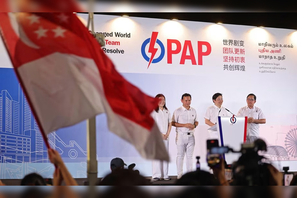 Singaporeans return the ruling party to power with 65.57 per cent of the popular vote