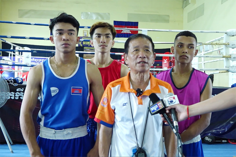 National coach Chey Nara and the three pugilists will depart for Sri Lanka at 9am tomorrow morning, May 10. Supplied