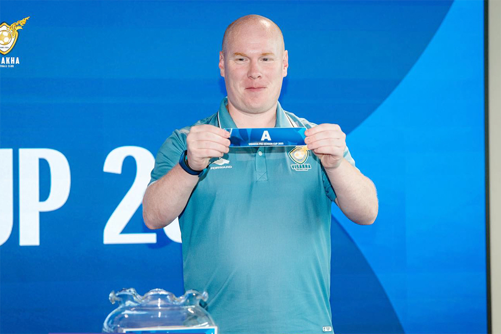 Newly appointed Visakha head coach Gerard Jones attends the July 4 draw ceremony for the Visakha Pre-Season Cup 2025. Visakha