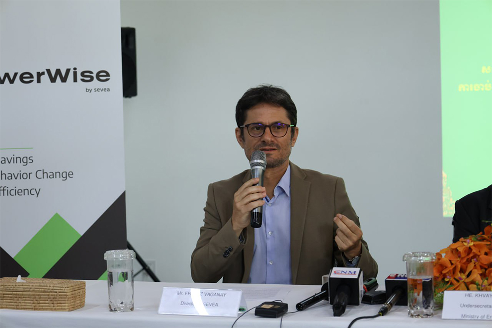 Sevea director Frantz Vaganay addresses the July 11 launch of the third round of the ‘Power Wise’ competition. Environment ministry