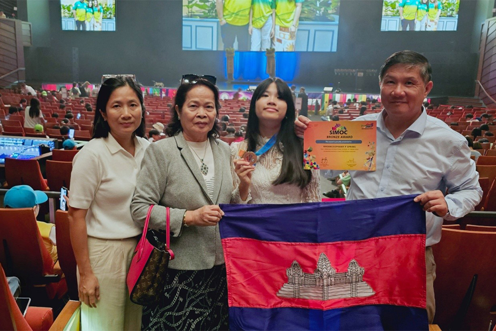 Kheangsophany P. Spring and another Cambodian candidate who took an exam at grade 12. Supplied