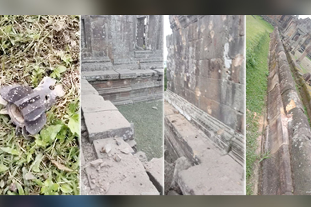 The Ministry of Culture and Fine Arts released these images of damage to the UNESCO-listed Preah Vihear Temple caused by Thai strikes. Culture ministry