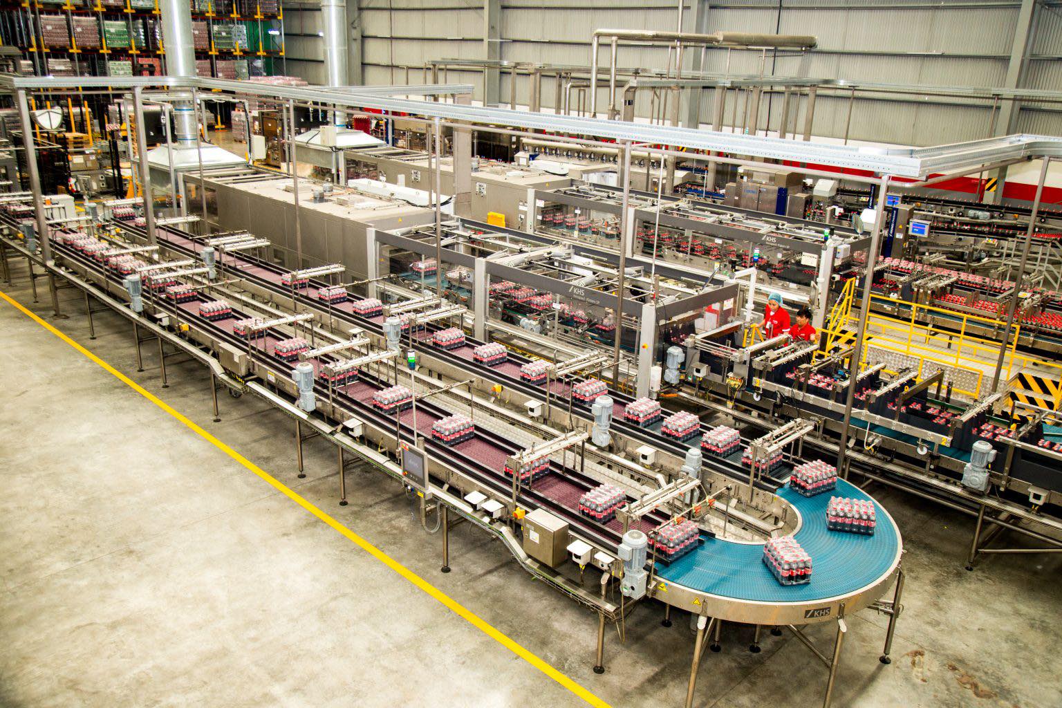 A production line inside a Coca-Cola plant in Cambodia. Supplied