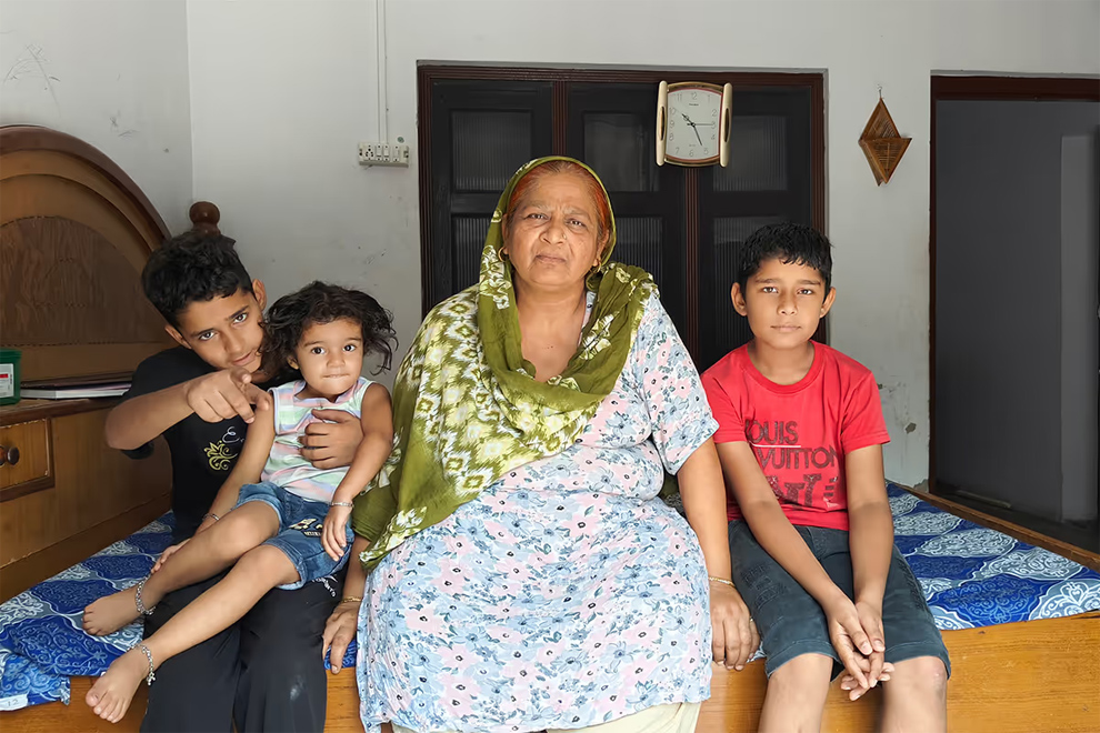 Ms Hanifa with her grandchildren in her house in Punjab. ST PHOTO: DEBARSHI DASGUPTA