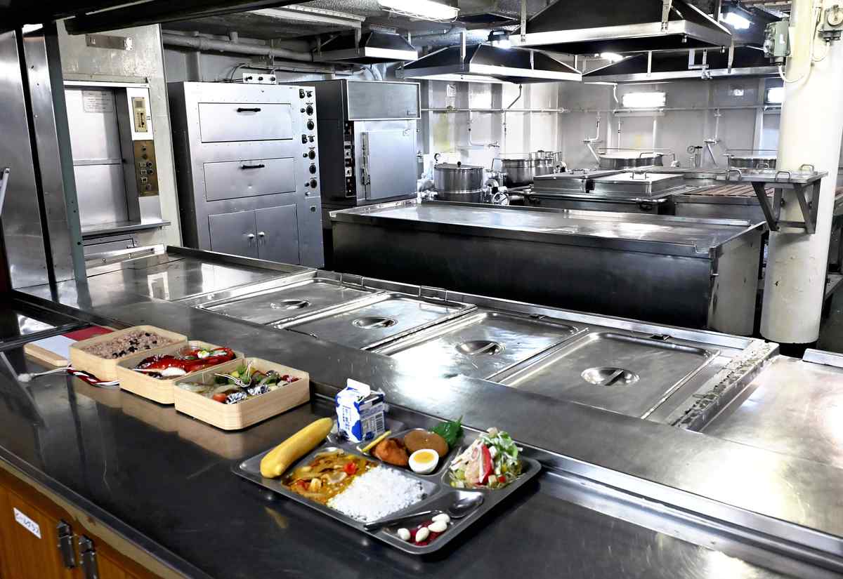 The spacious kitchen, where steam and electricity were used for cooking without fire. PHOTO: THE YOMIURI SHIMBUN
