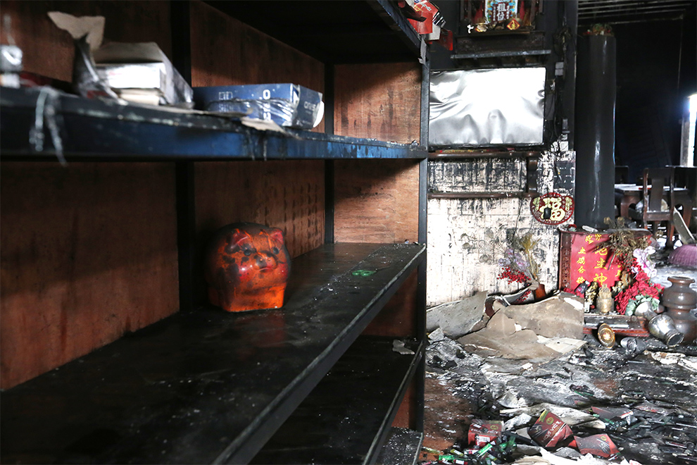 The interior of a shophouse in Samraong town that was destroyed by a Thai drone attack. Hong Raksmey