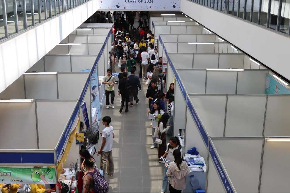Attendees examine the booths at the Major and Career Fair 2024. Supplied