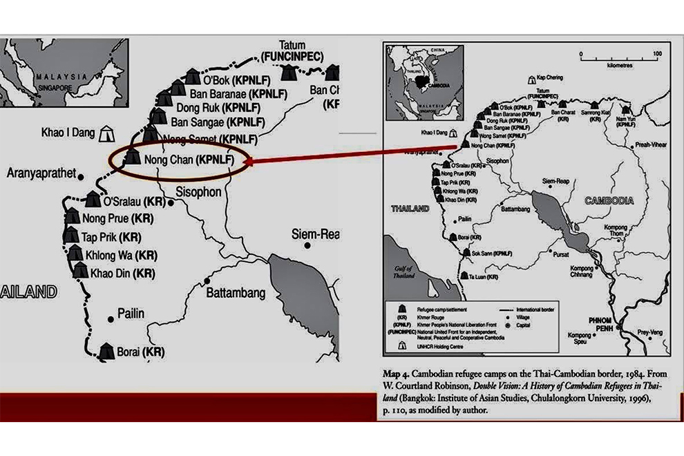 A map shows the location of the Nong Chan camp. Supplied