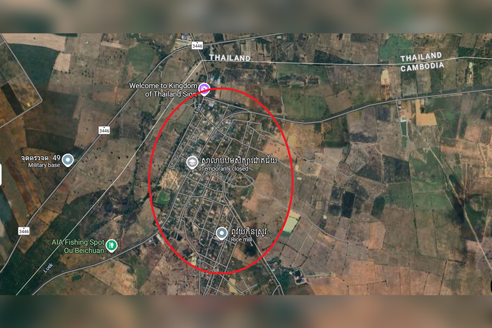 A Google Maps screenshot shows the location of Chok Chey village.  Google Maps