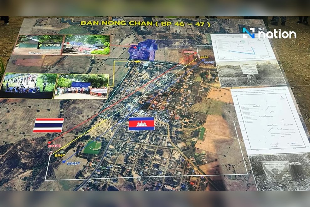 A Thai-provided map purports to show their claim over Chok Chey village. ANN/The Nation Thailand
