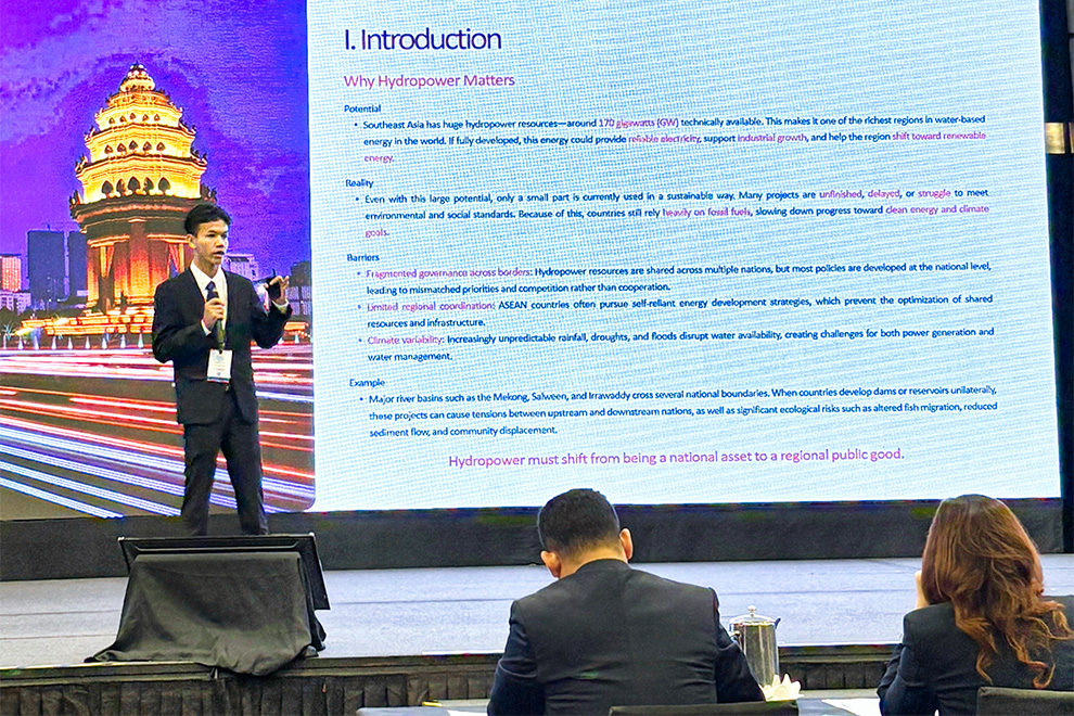 Ensophea’s blend of theory and real-world practice led to award-winning innovations, including his recent ASEAN Energy Youth Award. Supplied